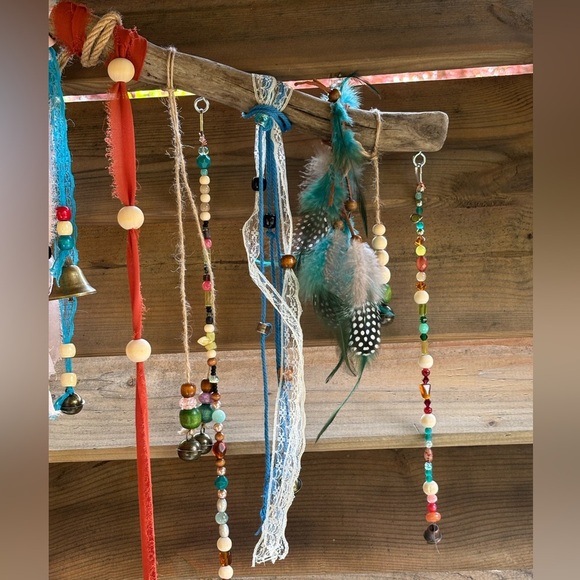 Handmade Boho Style Wind Chimes | Tiny Bells | Yard Art | Earthy Outdoor Decor - Picture 3 of 14